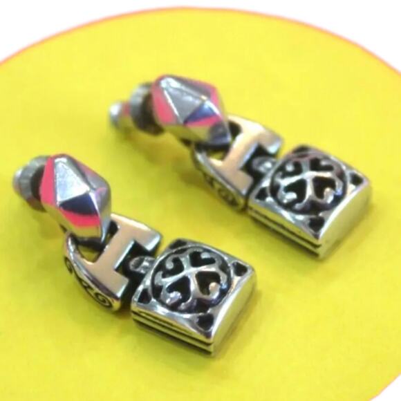 BRIGHTON Doorknocker Retired Silver Post Earrings‎ - Picture 7 of 7